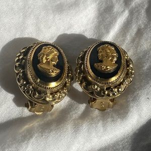 Vintage Clip On Earrings with Gold Details